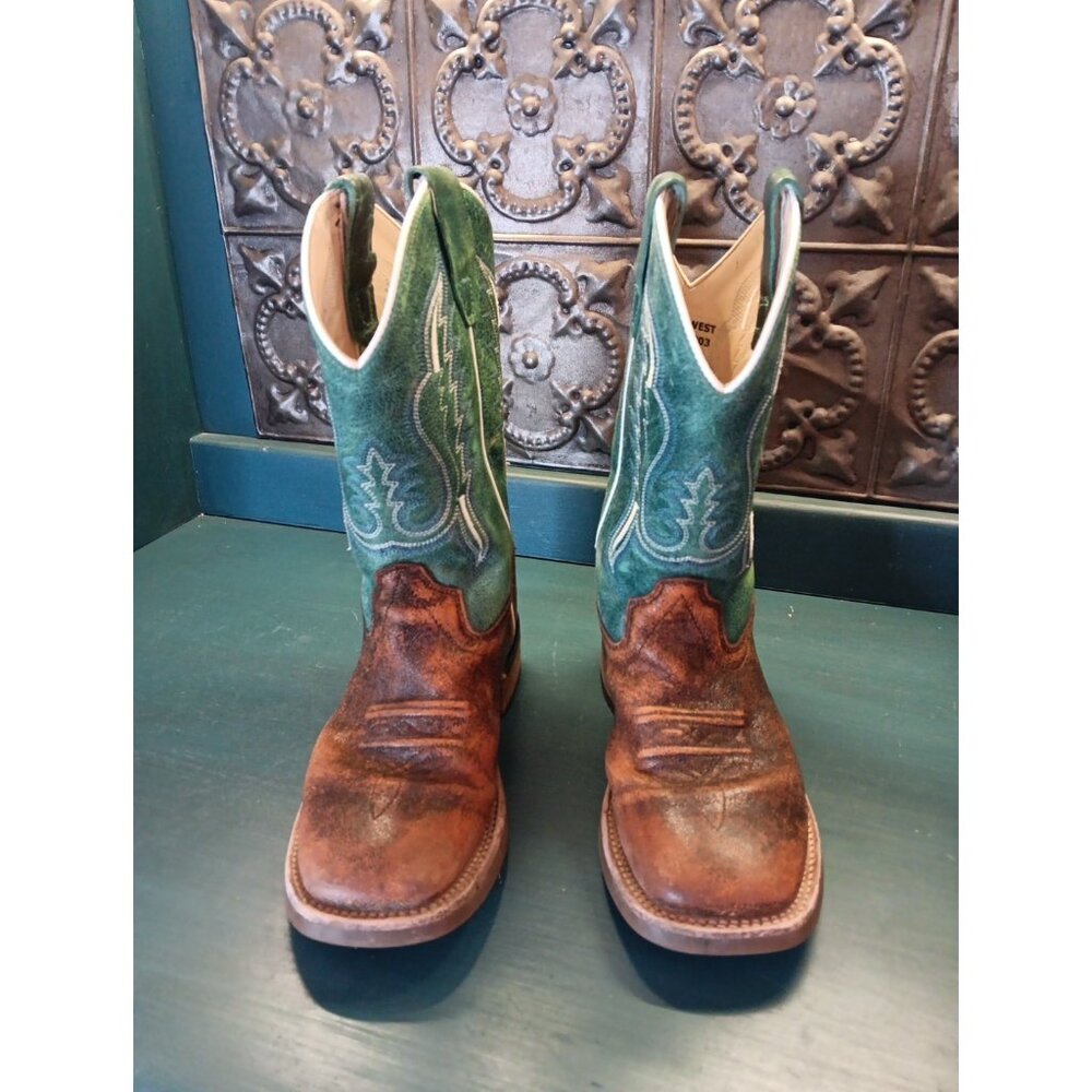 Cowboy Boots 1.0-D, Little Boys Brown and Green Old West Boots